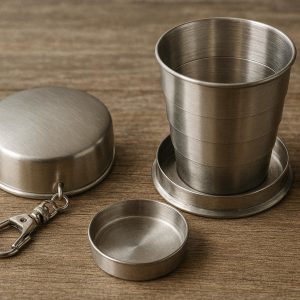Folding Stainless Steel Travel Cup Portable Metal Collapsible Drinking Mug Lightweight Pocket Flask For Outdoor Hiking