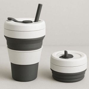 Collapsible Coffee Cup Silicone Portable Folding Travel Mug Leak Proof Pocket Drinking Tumbler With Straw Heat Resistant