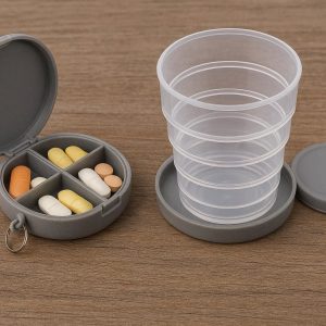 Telescopic Plastic Travel Cup Portable Collapsible Folding Drinking Mug With Lid Pill Box Organizer Case Outdoor Camping