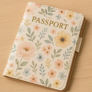 Aesthetic Floral Printed Passport Holder PU Leather Travel Wallet Privacy Card Case Document Protector Organizer Women