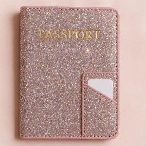 Glitter Sparkle Passport Holder Bling Travel Wallet Card Slot ID Protector Document Case Luxury Accessories For Girls