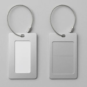 Aluminum Metal Luggage Tags Hard Travel Suitcase ID Label Holder Privacy Shield Wire Rope Cable Strap Minimalist