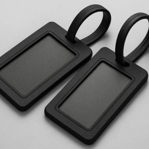 Heavy Duty Rubber Luggage Tags Durable Suitcase ID Label Holder Thick Travel Bag Identifier Loop Strap Black