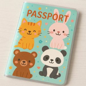 Cute Cartoon Animals Passport Holder Plastic Travel Wallet Colorful ID Card Organizer Case For Kids Family Vacation