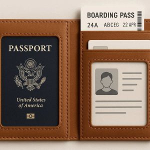 Glance Window Passport Holder Quick Scan Leather Travel Wallet Card Slot ID Case Document Protector Minimalist Unisex