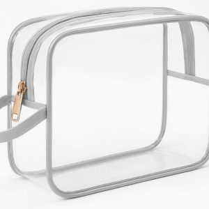 Clear PVC Toiletry Bag TSA Approved Transparent Cosmetic Storage Case Waterproof Travel Wash Pouch Quartz Zipper